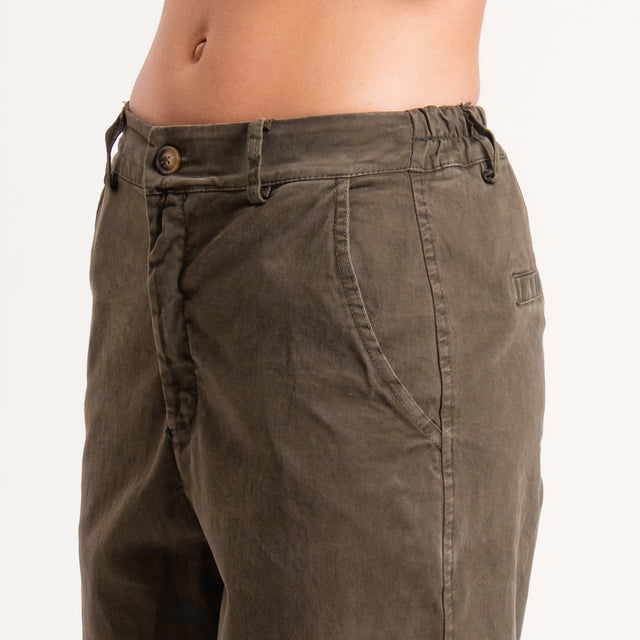 Zeroassoluto-Pantalone LORY baggy cotone elasticizzato - militare