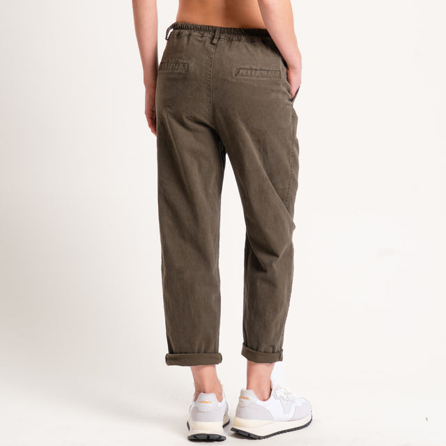 Zeroassoluto-Pantalone LORY baggy cotone elasticizzato - militare