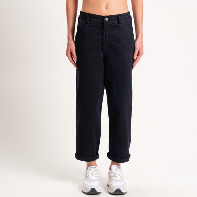 Zeroassoluto-Pantalone LORY baggy cotone elasticizzato - nero