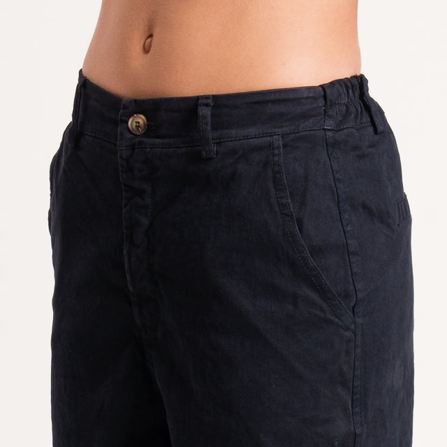 Zeroassoluto-Pantalone LORY baggy cotone elasticizzato - nero
