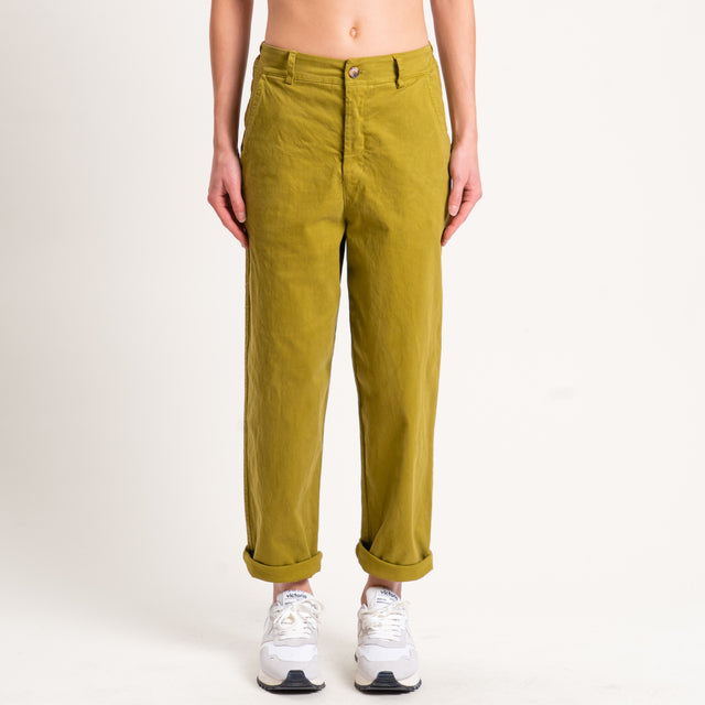 Zeroassoluto-Pantalone LORY baggy cotone elasticizzato - olio