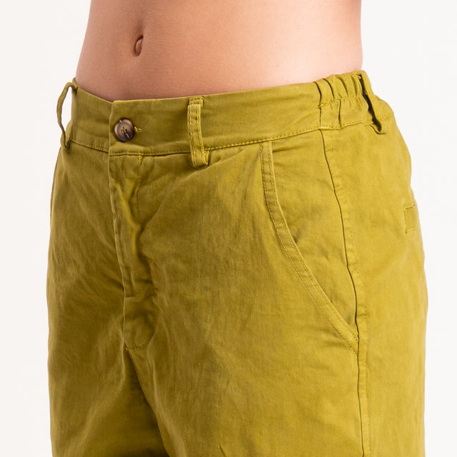 Zeroassoluto-Pantalone LORY baggy cotone elasticizzato - olio