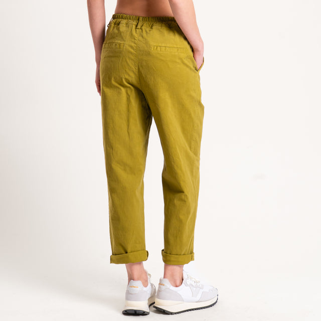 Zeroassoluto-Pantalone LORY baggy cotone elasticizzato - olio