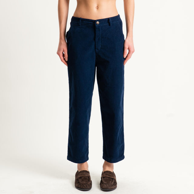 Zeroassoluto-Pantalone LORY velluto millerighe tessuto elasticizzato - blu