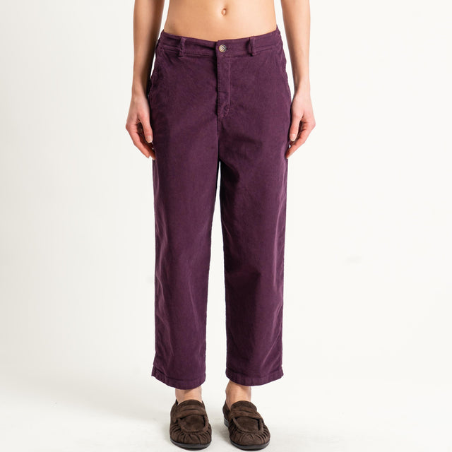 Zeroassoluto-Pantalone LORY velluto millerighe tessuto elasticizzato - burgundy