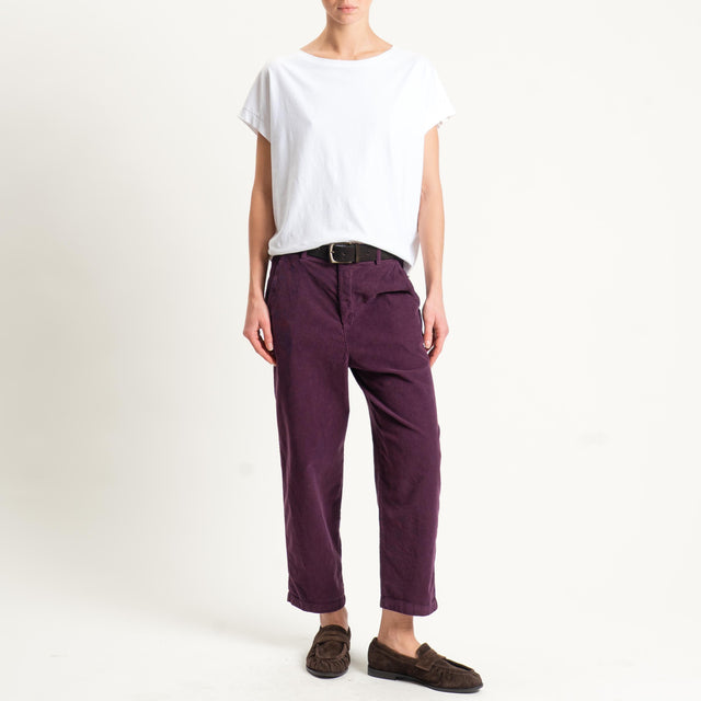 Zeroassoluto-Pantalone LORY velluto millerighe tessuto elasticizzato - burgundy