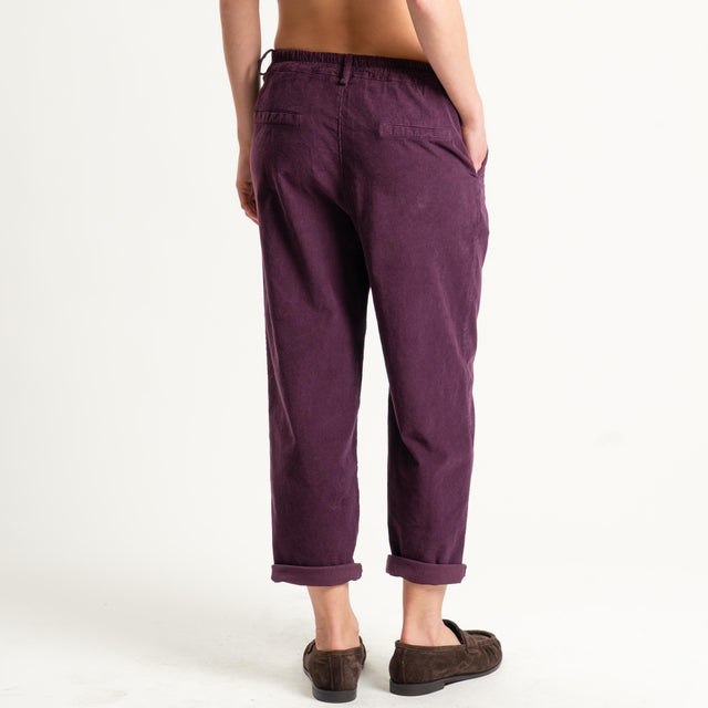 Zeroassoluto-Pantalone LORY velluto millerighe tessuto elasticizzato - burgundy