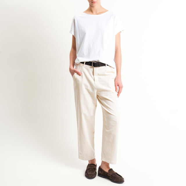 Zeroassoluto-Pantalone LORY velluto millerighe tessuto elasticizzato - burro