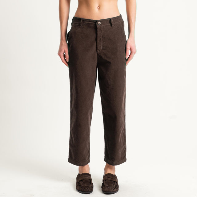 Zeroassoluto-Pantalone LORY velluto millerighe tessuto elasticizzato - moro