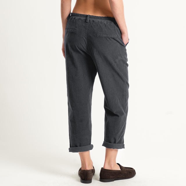 Zeroassoluto-Pantalone LORY velluto millerighe tessuto elasticizzato - piombo