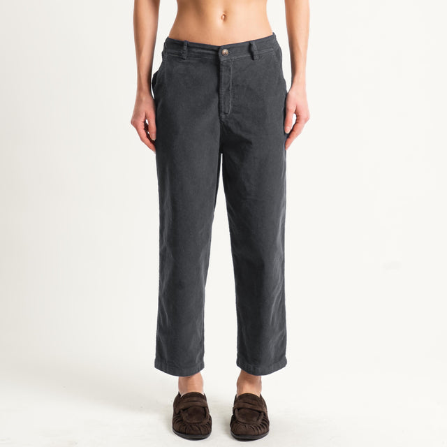 Zeroassoluto-Pantalone LORY velluto millerighe tessuto elasticizzato - piombo