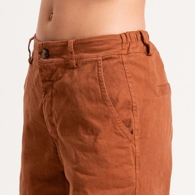Zeroassoluto-Pantalone LORY baggy cotone elasticizzato - whiskey