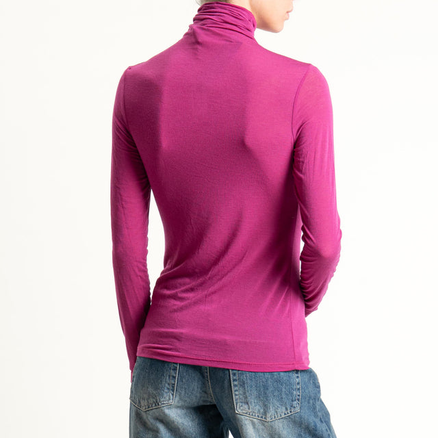 Zeroassoluto-T-shirt sottile collo alto MISTO CASHMERE - fucsia