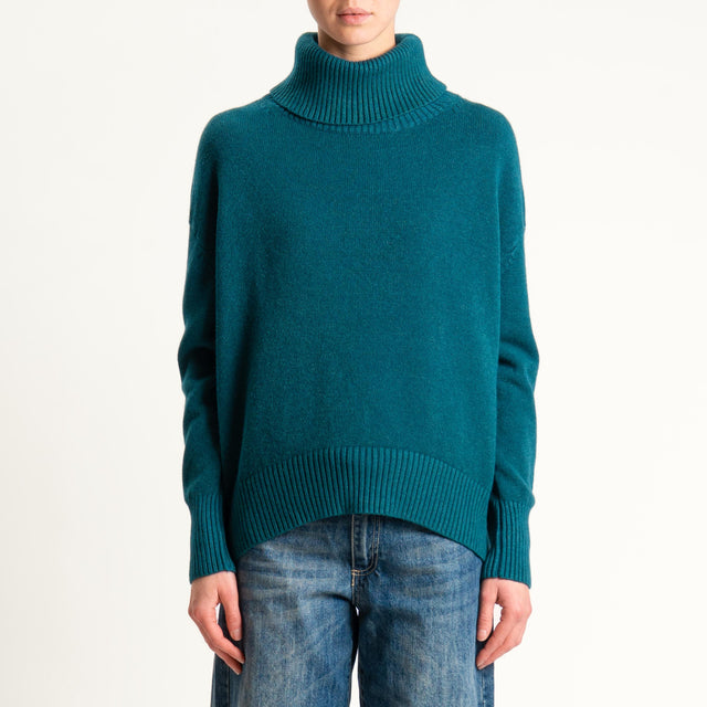 Zeroassoluto-Maglia collo alto - verde bottiglia