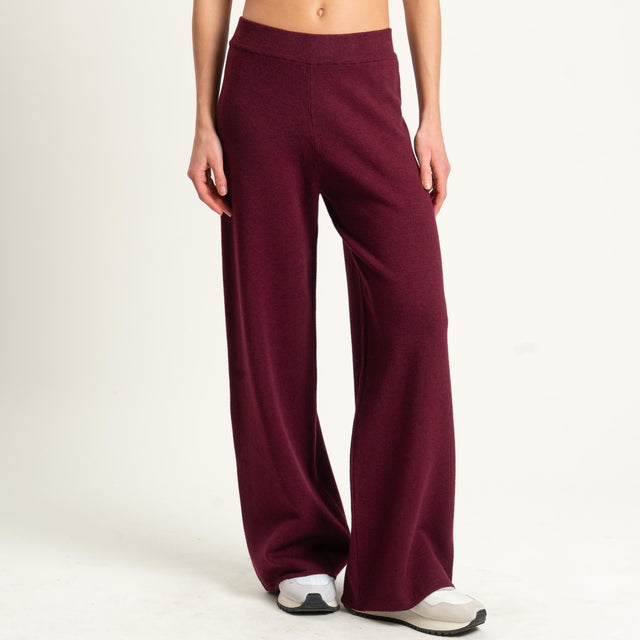 Zeroassoluto-Pantalone in maglia elastico in vita - Bordeaux