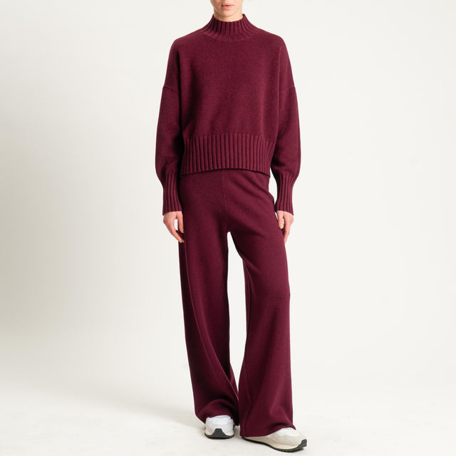 Zeroassoluto-Pantalone in maglia elastico in vita - Bordeaux
