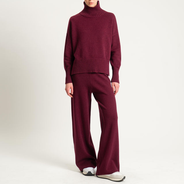 Zeroassoluto-Pantalone in maglia elastico in vita - Bordeaux