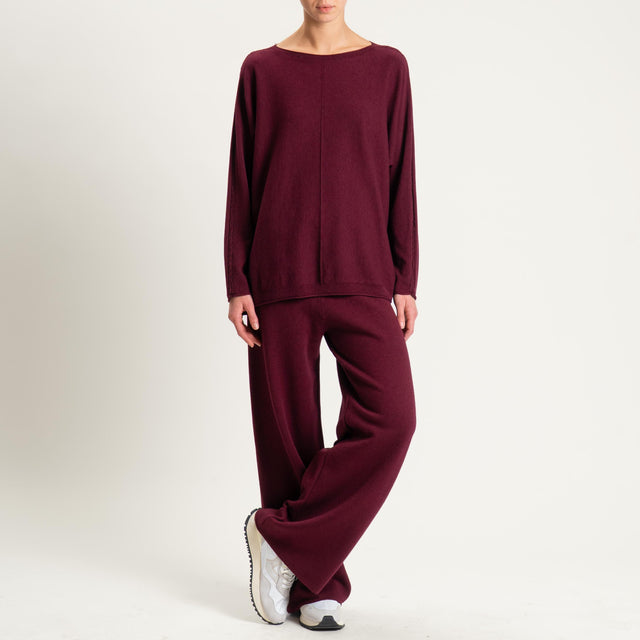Zeroassoluto-Pantalone in maglia elastico in vita - Bordeaux