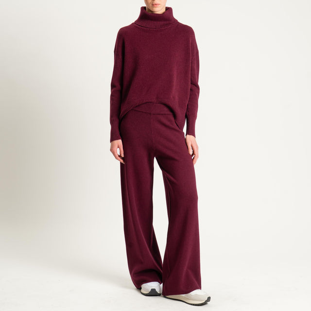 Zeroassoluto-Pantalone in maglia elastico in vita - Bordeaux