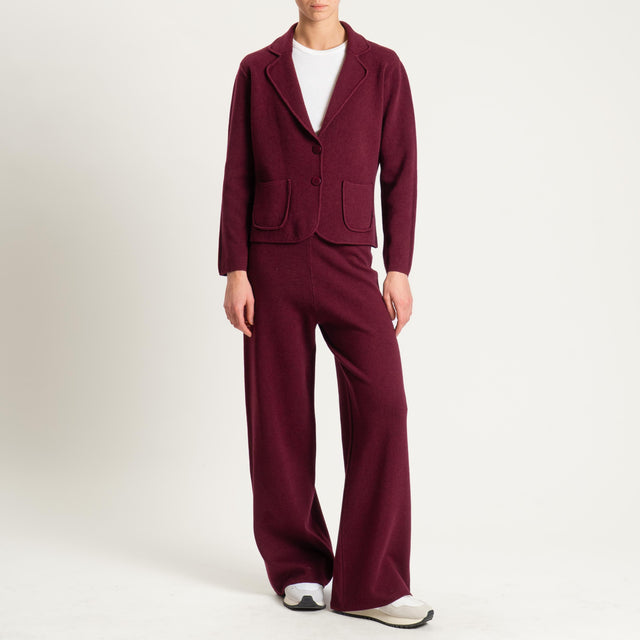 Zeroassoluto-Pantalone in maglia elastico in vita - Bordeaux