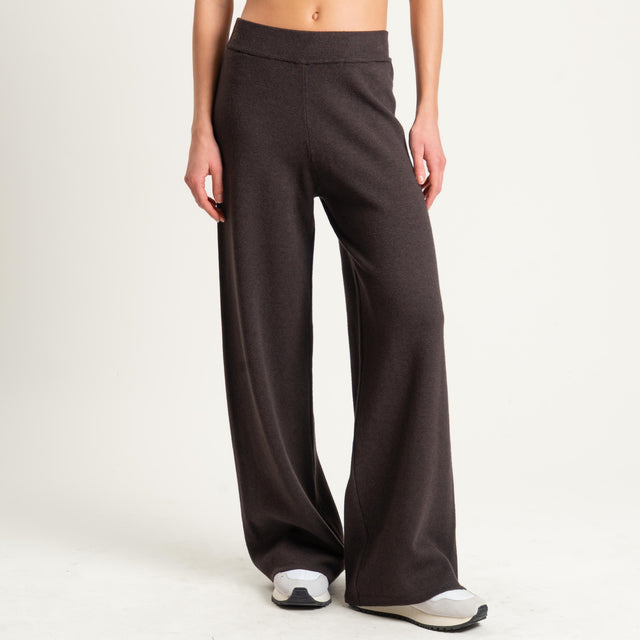 Zeroassoluto-Pantalone in maglia elastico in vita - cioccolato