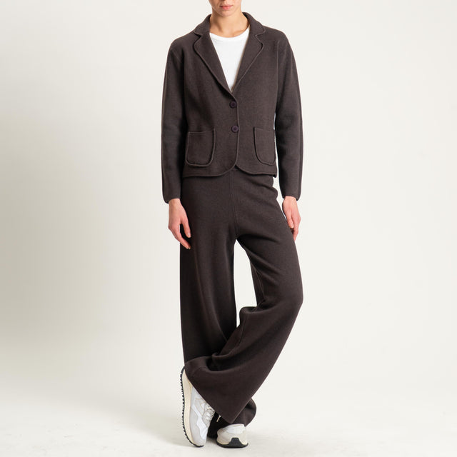 Zeroassoluto-Pantalone in maglia elastico in vita - cioccolato