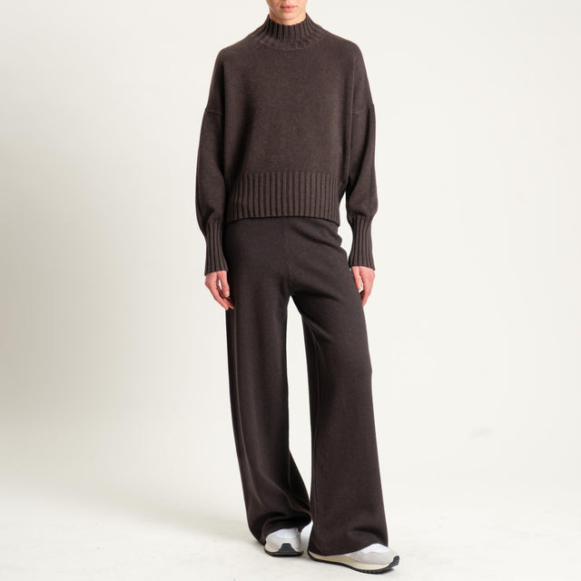 Zeroassoluto-Pantalone in maglia elastico in vita - cioccolato