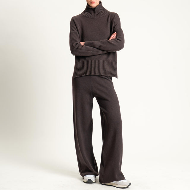 Zeroassoluto-Pantalone in maglia elastico in vita - cioccolato