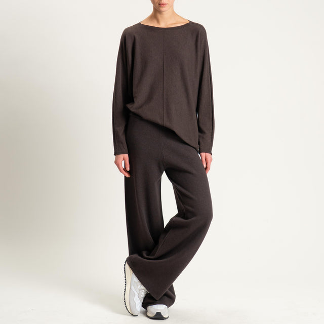 Zeroassoluto-Pantalone in maglia elastico in vita - cioccolato