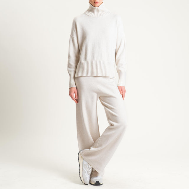 Zeroassoluto-Pantalone in maglia elastico in vita - gesso
