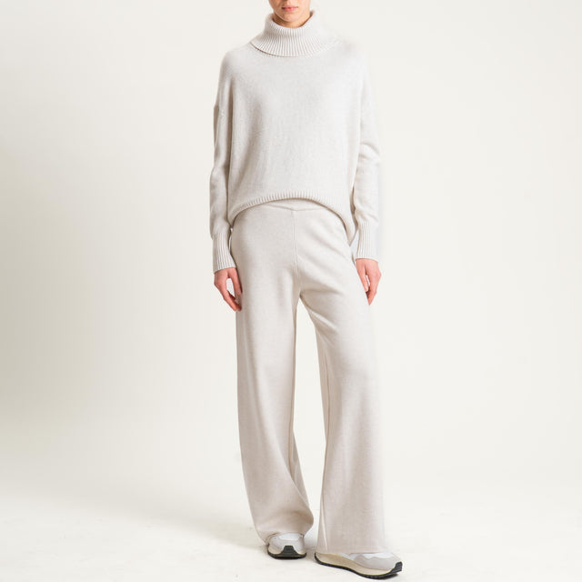 Zeroassoluto-Pantalone in maglia elastico in vita - gesso