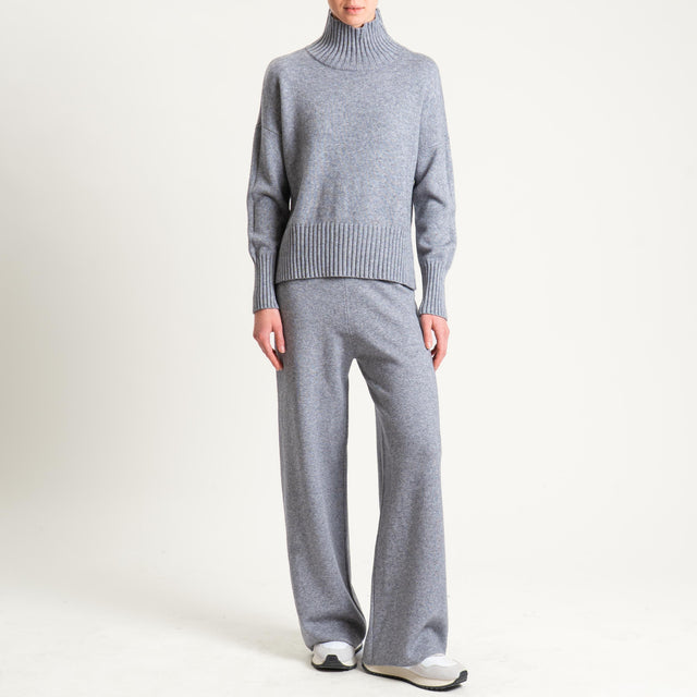 Zeroassoluto-Pantalone in maglia elastico in vita - grigio melange