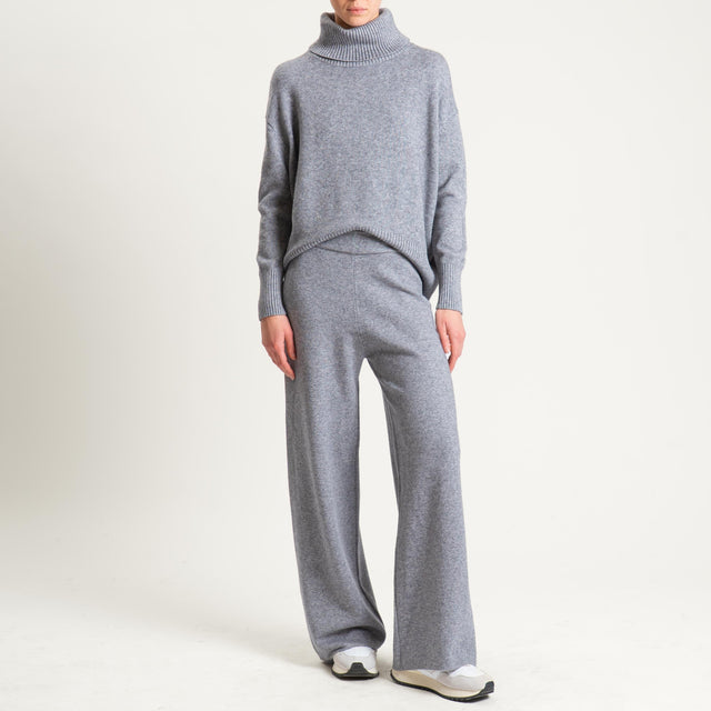 Zeroassoluto-Pantalone in maglia elastico in vita - grigio melange