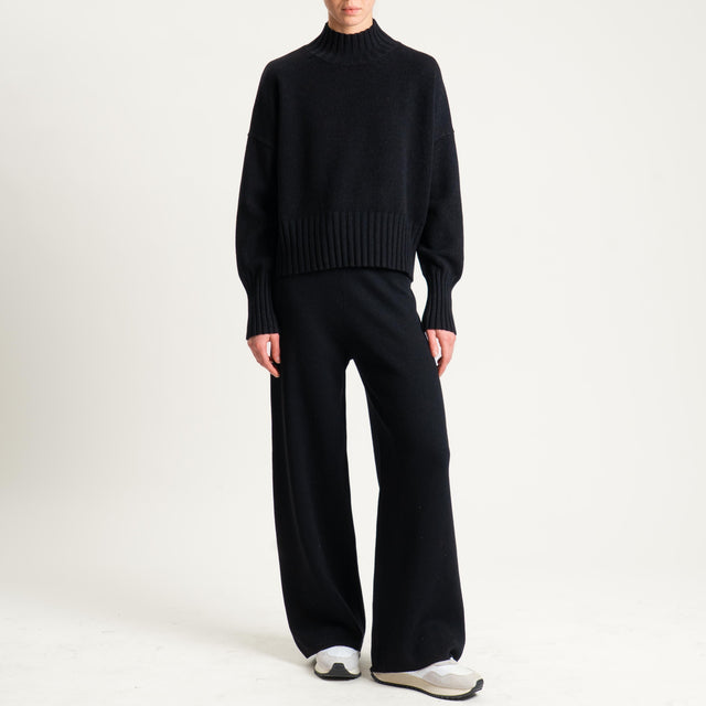 Zeroassoluto-Pantalone in maglia elastico in vita - nero