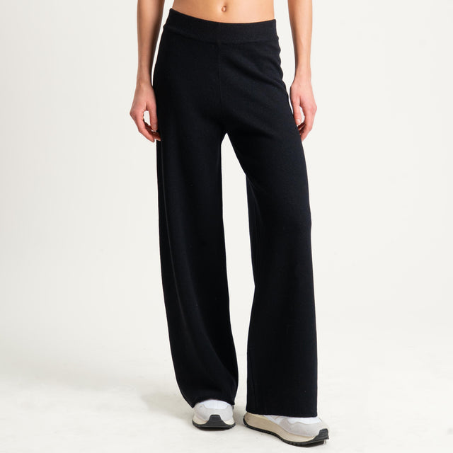 Zeroassoluto-Pantalone in maglia elastico in vita - nero