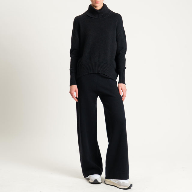 Zeroassoluto-Pantalone in maglia elastico in vita - nero