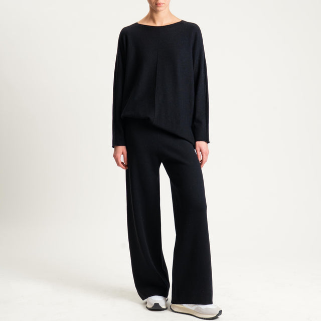 Zeroassoluto-Pantalone in maglia elastico in vita - nero