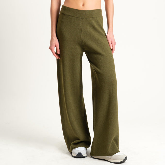 Zeroassoluto-Pantalone in maglia elastico in vita - olio