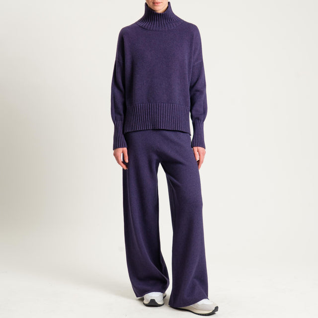Zeroassoluto-Pantalone in maglia elastico in vita - uva