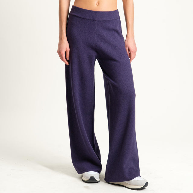 Zeroassoluto-Pantalone in maglia elastico in vita - uva