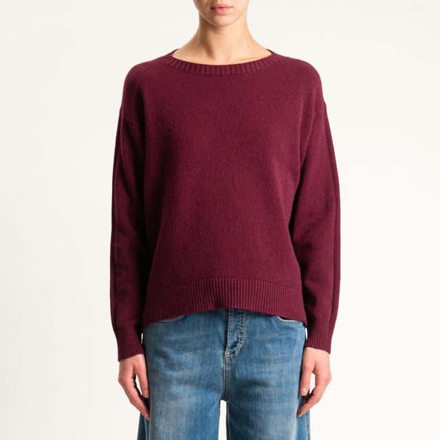 Zeroassoluto-Maglia girocollo spacco dietro - Bordeaux