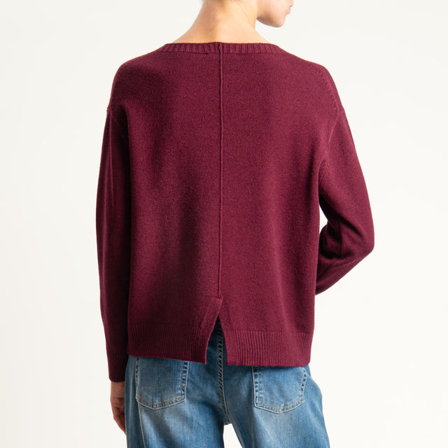 Zeroassoluto-Maglia girocollo spacco dietro - Bordeaux