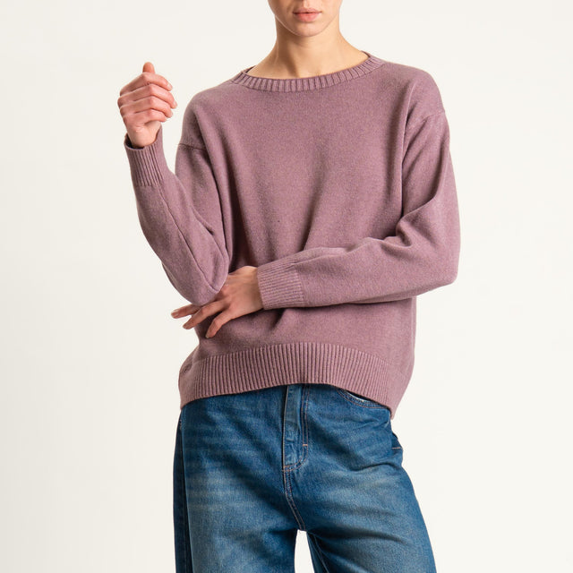 Zeroassoluto-Maglia girocollo spacco dietro - mauve