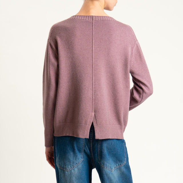 Zeroassoluto-Maglia girocollo spacco dietro - mauve