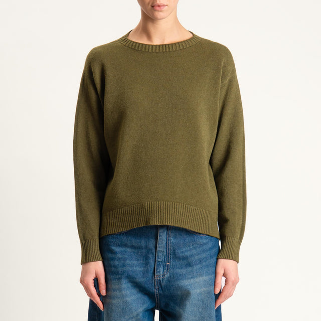 Zeroassoluto-Maglia girocollo spacco dietro - olio