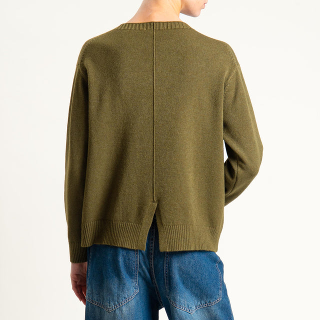 Zeroassoluto-Maglia girocollo spacco dietro - olio