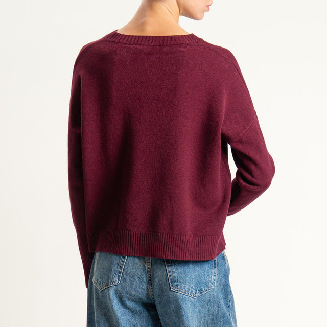 Zeroassoluto-Maglia scatola girocollo riga centrale - Bordeaux