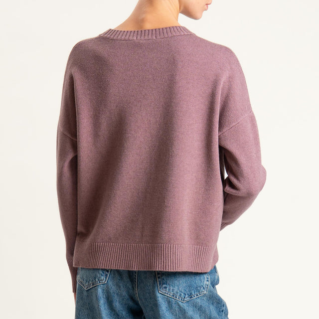 Zeroassoluto-Maglia scatola girocollo riga central - mauve