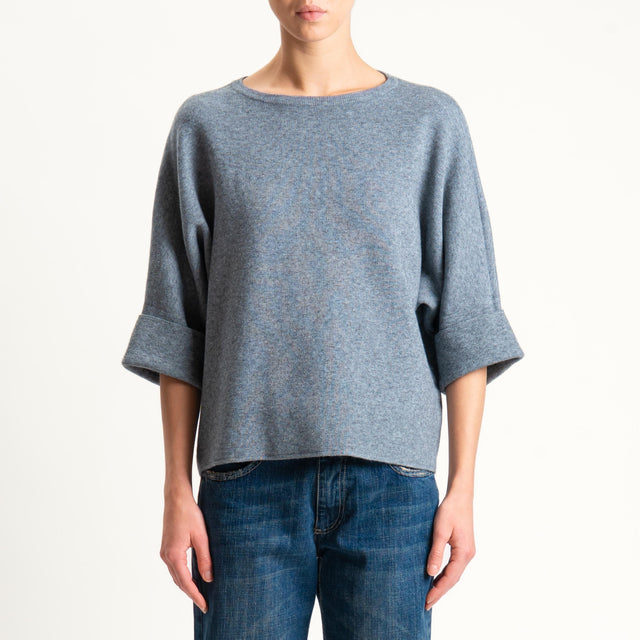Zeroassoluto-Maglia scatola manica 3/4 - grigio melange