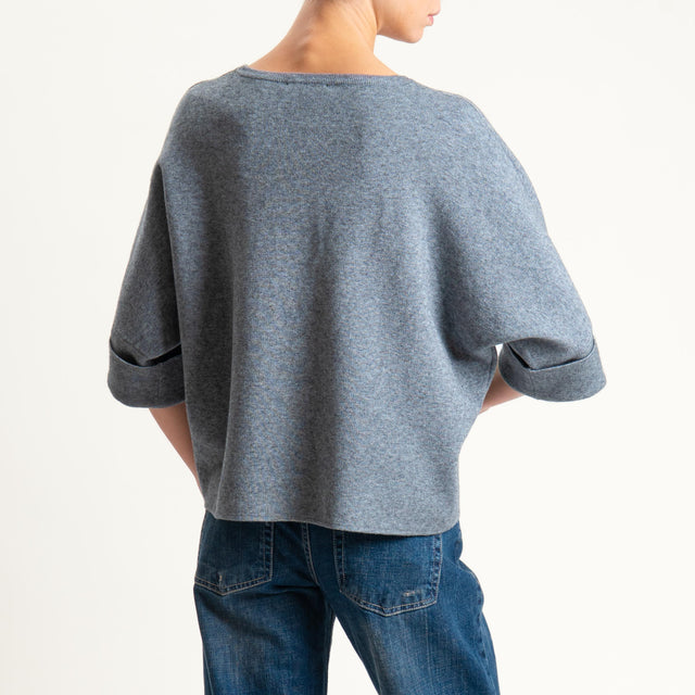 Zeroassoluto-Maglia scatola manica 3/4 - grigio melange